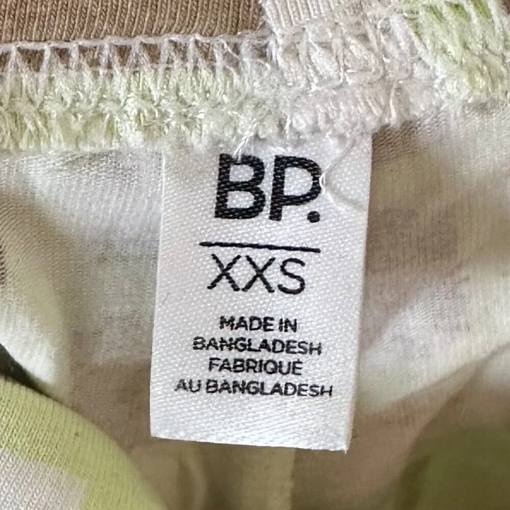 NWT bp High Waist Bike Shorts in Green Ivory Tic Tac Checkerboard - XXS